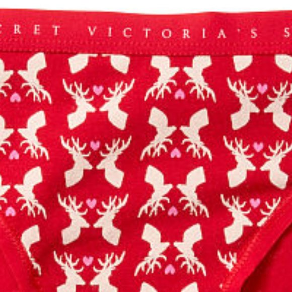 🦌VS Reindeer Bikini Panties w/Hearts Christmas X-Mas Holiday Winter Festive NWT - Picture 6 of 16